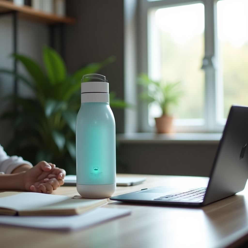 James with CloudSip bottle at office